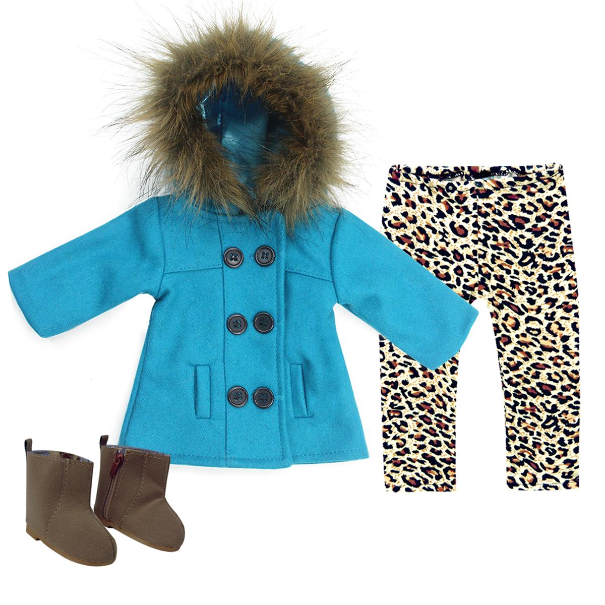 Sophia’s® 3pc. Faux Fur Peacoat & Animal Print Leggings...