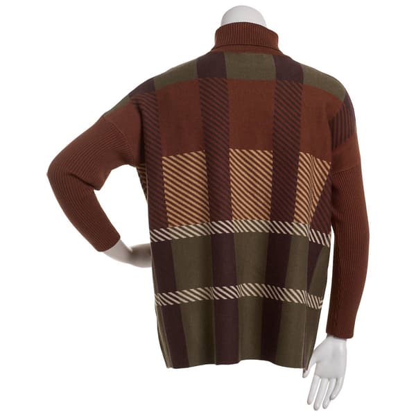 Womens Joseph A. Long Sleeve Plaid Poncho