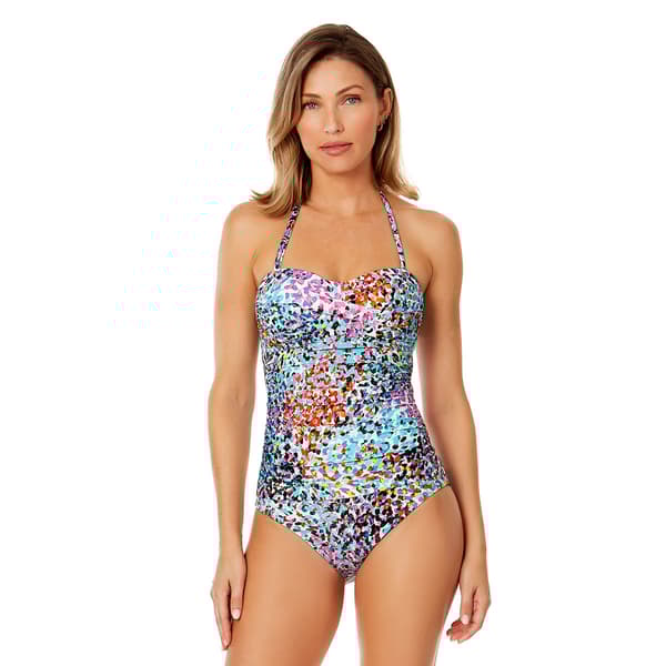 Womens Anne Cole Sunset Dot Twist Front One Piece Swimsuit