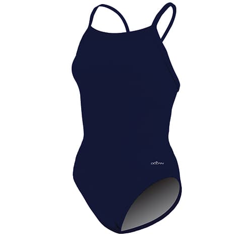 Womens Dolfin® Team Solid V2 Back One Piece Swimsuit - Navy
