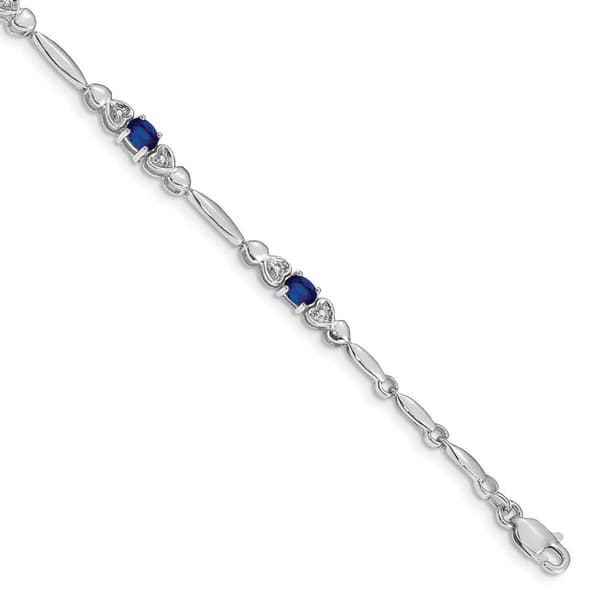 Gemstone Classics&#40;tm&#41; 14kt. Diamond & Sapphire Link Bracelet - image 
