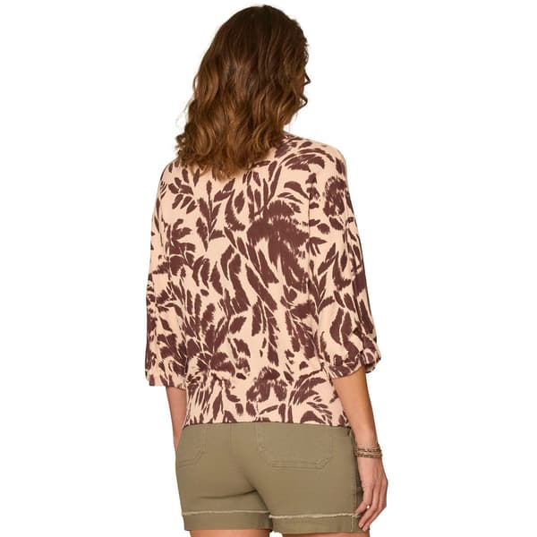 Womens Democracy 3/4 Dolman Blouson Sleeve Leaf Sweater