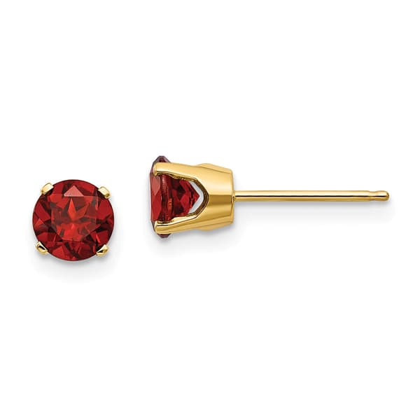 Gemstone Classics&#40;tm&#41; Yellow Gold 5mm. Garnet Stud Earrings - image 