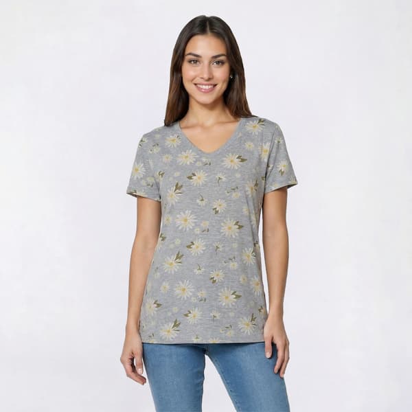 Plus Size Architect(R) Short Sleeve V Neck Daisy Tee - image 