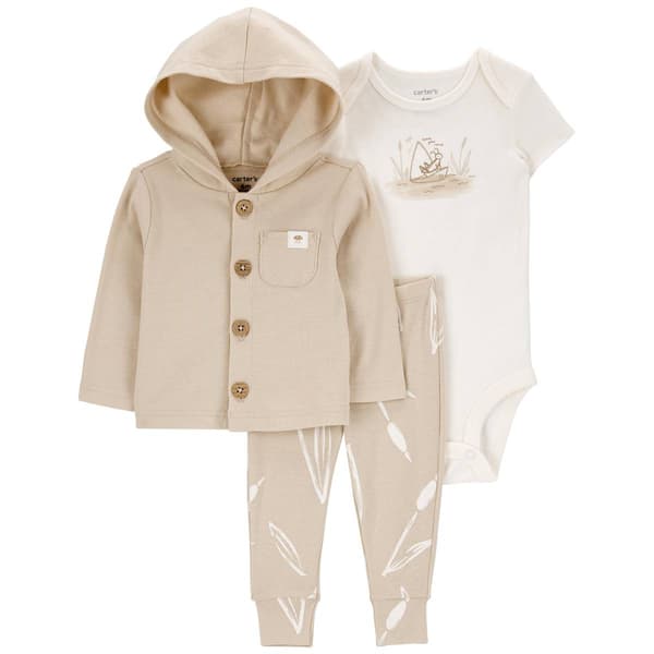 Baby Unisex &#40;NB-12M&#41; Carter's&#40;R&#41; 3pc. Grasshopper Cardigan Set - image 