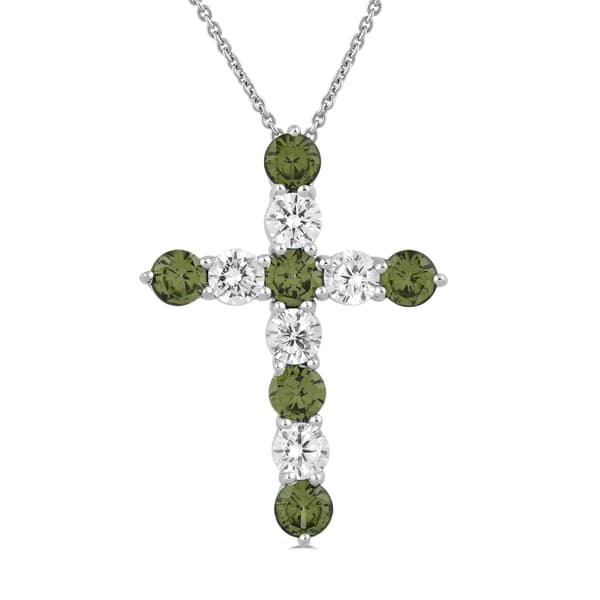 Gemstone Classics(tm) Green Spinel & White Sapphire Cross Pendant - image 