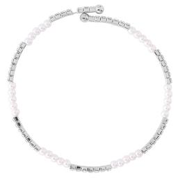 Athra Fine Silver-Plated Simulated White Pearl & Crystal Bracelet
