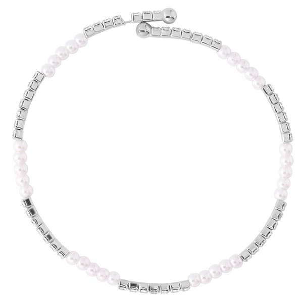Athra Fine Silver-Plated Simulated White Pearl & Crystal Bracelet