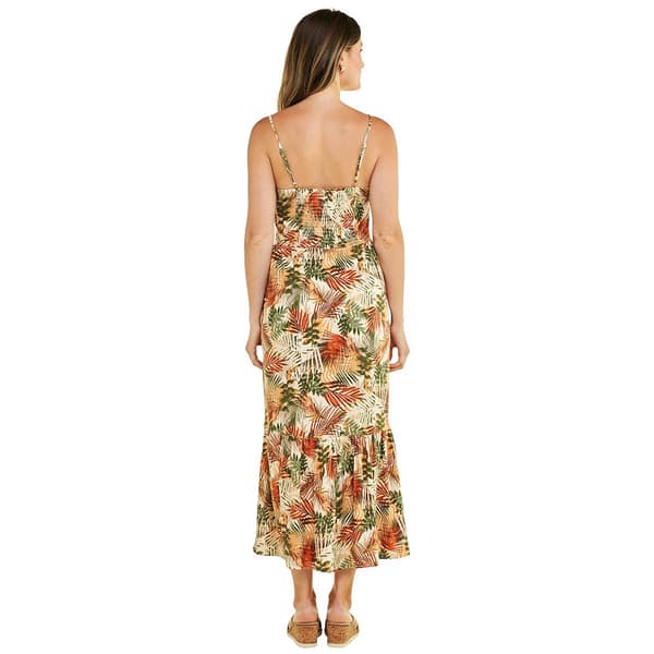 Womens Emily Daniels Multi Watercolor Palms Ruffle Hem Maxi Dress