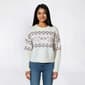Juniors Pink Rose Chenille Fair Isle Bow Crew Neck Sweater - image 2