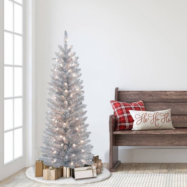 Puleo International 4.5ft. Pre-Lit Tinsel Christmas Tree