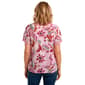 Womens Como Black Short Sleeve Tie Neck Floral Blouse - image 2