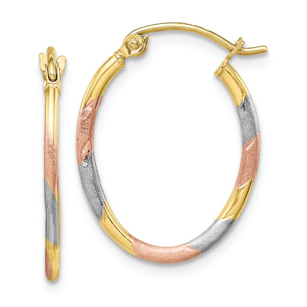 Gold Classics(tm) 10kt. & White & Rose Rhodium Hoop Earrings - image 