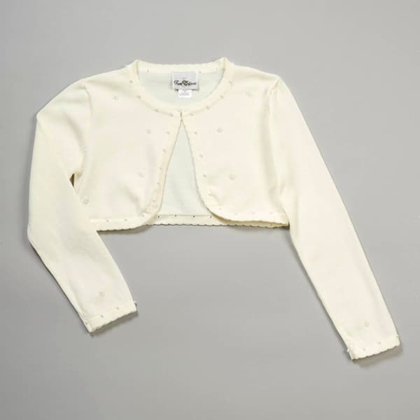 Girls (7-16) Rare Editions Knit Cardigan w/ Pearls - image 