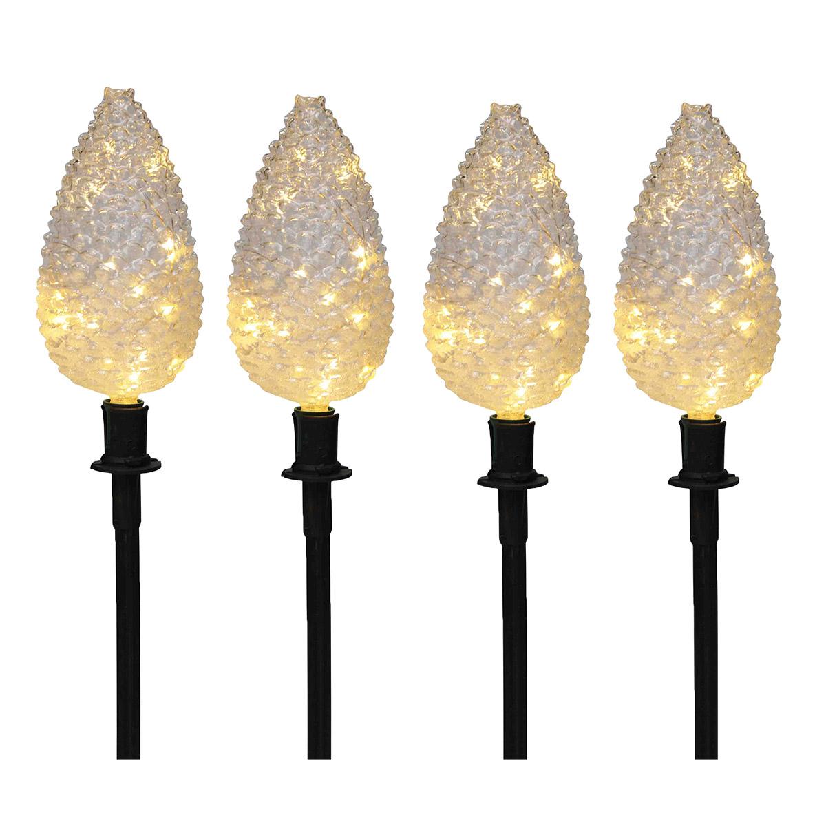 Set of 4 Faceted Clear Bulb Pathway Lights