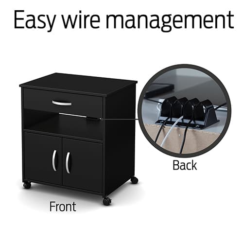 South Shore Axess Printer Cart on Wheels - Black