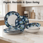 222 Fifth Nightingale 12pc Blue Florals Porcelain Dinnerware Set - image 8