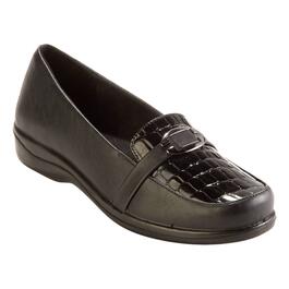 Womens Easy Street Evita Croc Loafers - Black Croc