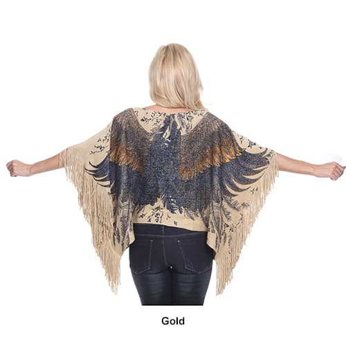 Womens White Mark Eagle Wings Poncho
