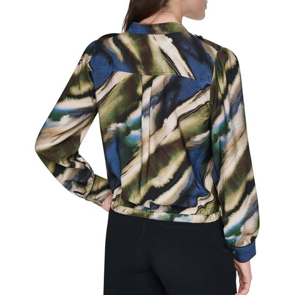 Womens DKNY Long Sleeve Front Pocket Brushed Blouse