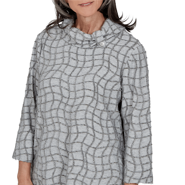 Womens Alfred Dunner Vail Feather Yarn Cowl Neck Blouse