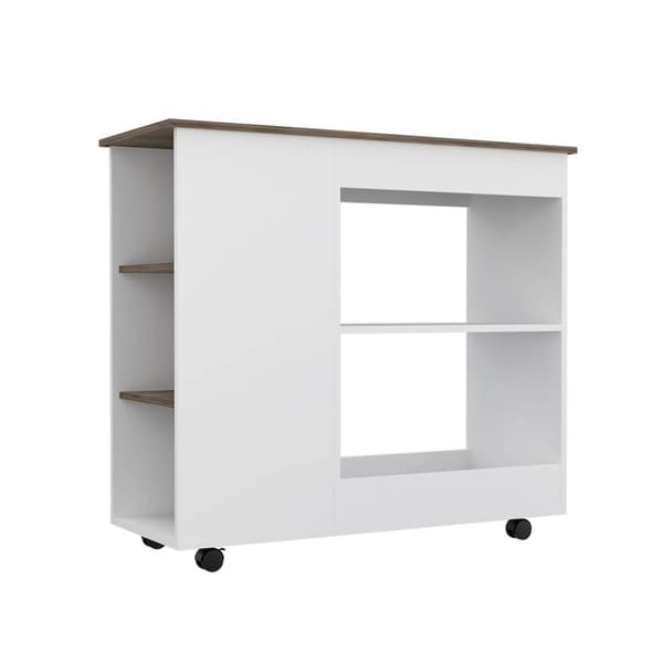 FM FURNITURE Arizona White Kitchen Cart