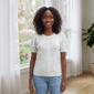 Womens Draper James Short Sleeve Mixed Stitch Sweater - image 3