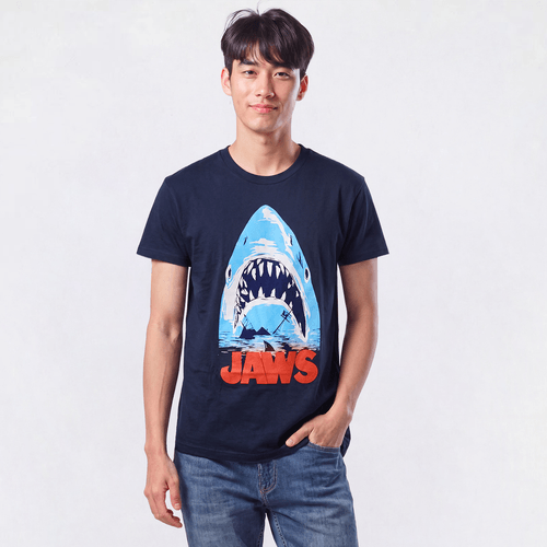Young Mens Jaws Short Sleeve Graphic Tee - Navy - image 