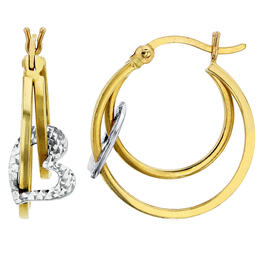 Gold Classics&#40;tm&#41; Yellow & White Gold Double Hoop Earrings