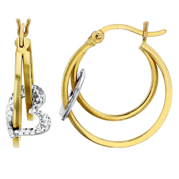 Gold Classics&#40;tm&#41; Yellow & White Gold Double Hoop Earrings - image 