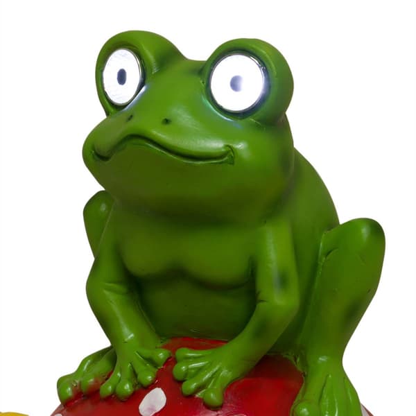 Alpine Frog Mushroom Statue w/ Solar