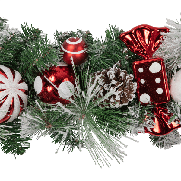Northlight 6ft. Flocked Pine Christmas Garland with Ornaments
