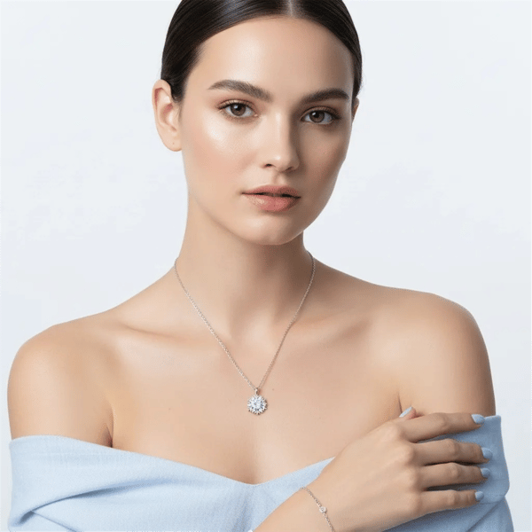 Saffron 0.5ctw. Moissanite Diamond Snowflake Pendant Necklace