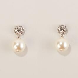 Rosa Rhinestones Pearl Drop Stud Earrings