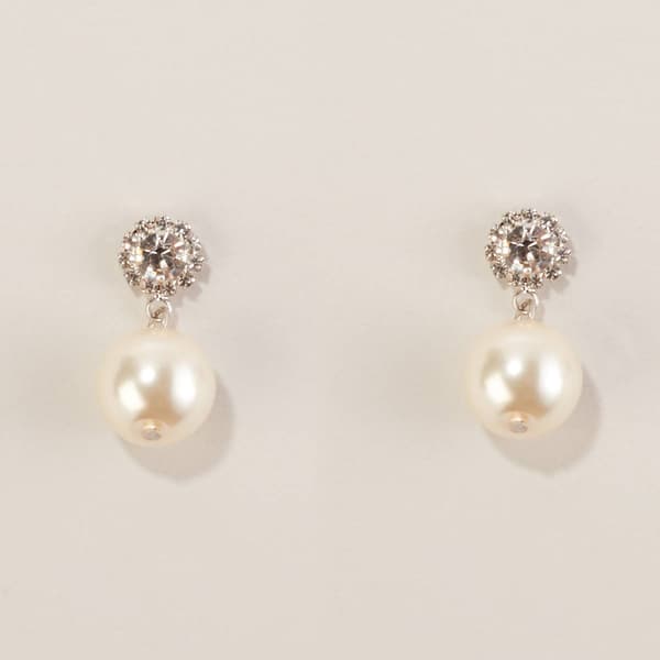 Rosa Rhinestones Pearl Drop Stud Earrings - image 