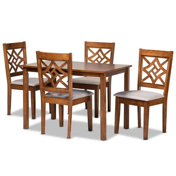 Baxton Studio Nicolette Grey/Walnut Brown 5pc. Dining Set - image 