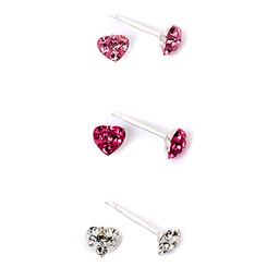 Kids sterling Silver Set of 3 Crystal Earrings