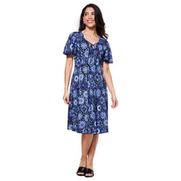 Plus Size 24/7 Comfort Apparel Butterfly Print Empire Waist Dress - Boscov's