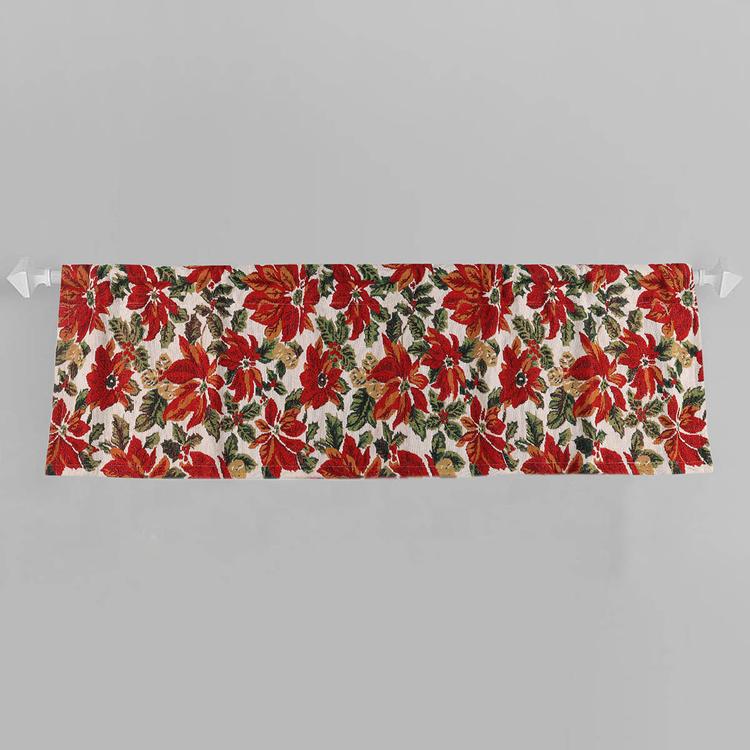 All Over Pointsettia Kitchen Valance