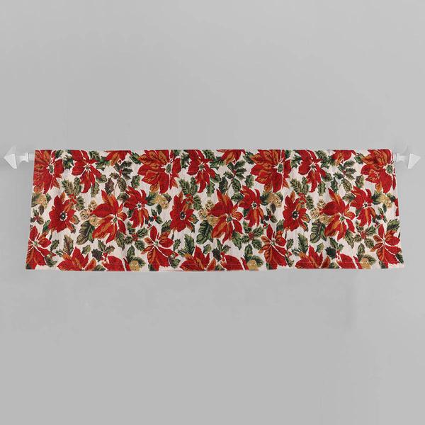 All Over Pointsettia Kitchen Valance - image 