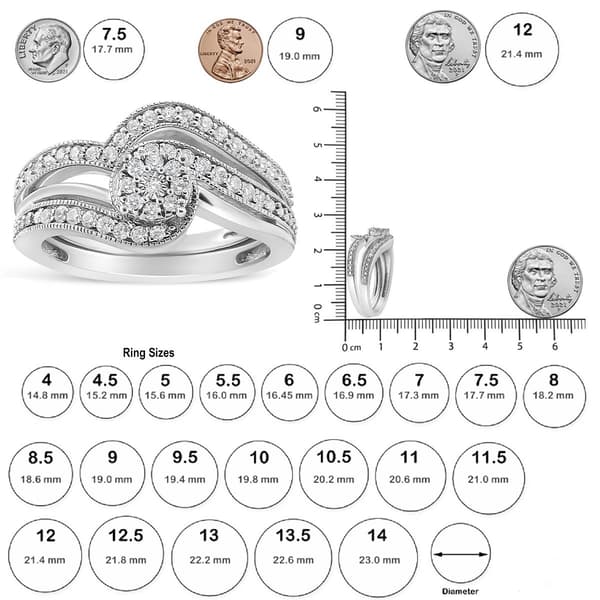 Haus of Brilliance Sterling Silver 1/3ctw. Diamond Bridal Set