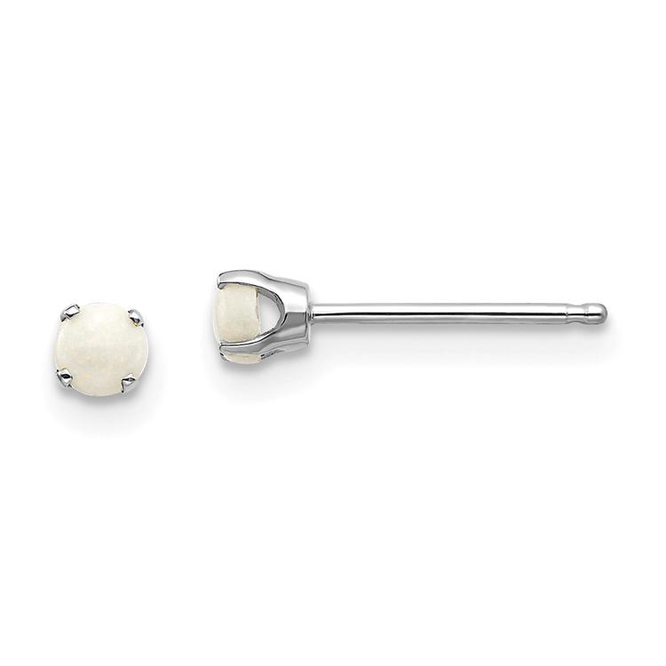 Gemstone Classics(tm) White Gold 3mm. Opal Stud Earrings