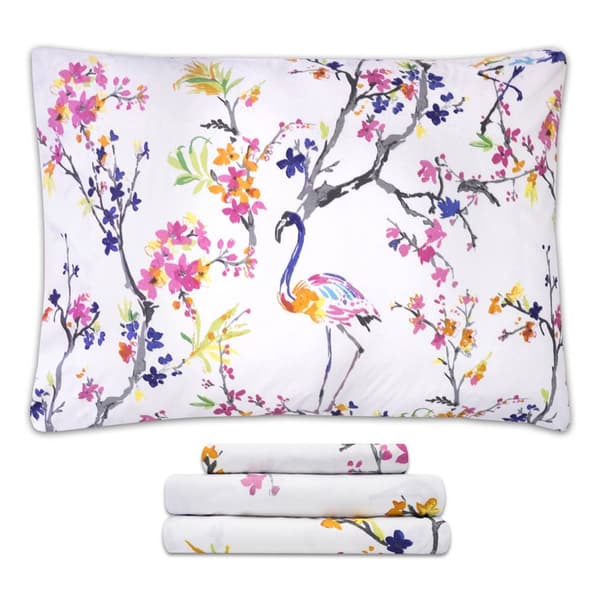 Sweet Home Collection 4pc. Botanical Printed Microfiber Sheet Set