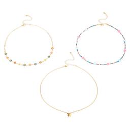 Ashley Trio Gold-Tone Heart & Flower Multi-Color Choker Set