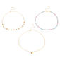 Ashley Trio Gold-Tone Heart & Flower Multi-Color Choker Set - image 1