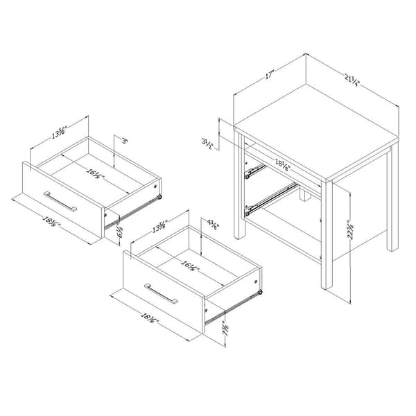 South Shore Munich 2-Drawer Nightstand