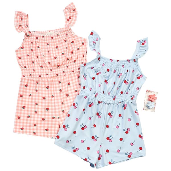 Girls (4-6x) BTween(R) 2pk. Strawberry & Cherry Rompers