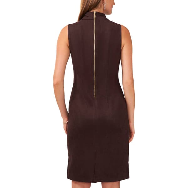Womens MSK Sleeveless Mock Neck Midi Scuba Suede Dress