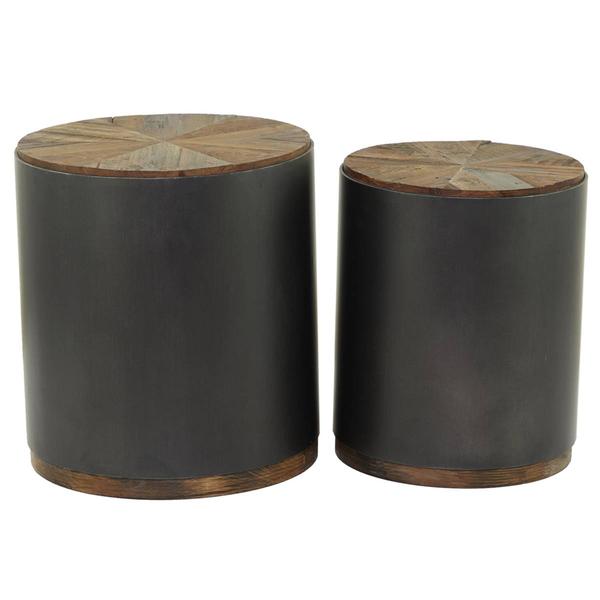 9th & Pike(R) 2pc. Rustic Black Metal Accent Table Set