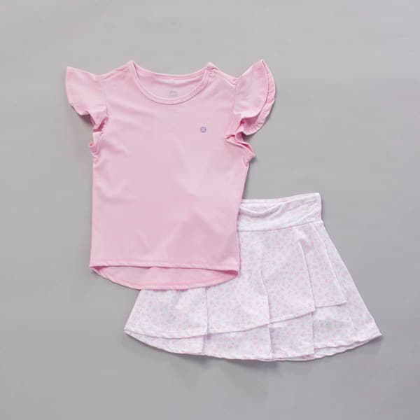 Girls (7-16) RBX Performance Tee w/ Floral Skort Set - image 